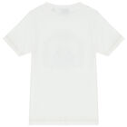 Boys White Globe Print Logo T-Shirt, 1, hi-res