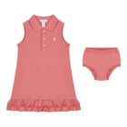 Baby Girls Pink Logo Ruffled Dress Set, 1, hi-res