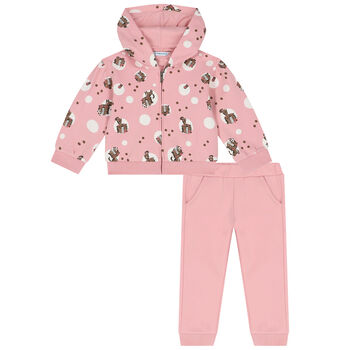 Younger Girls Pink Teddy Bear Tracksuit