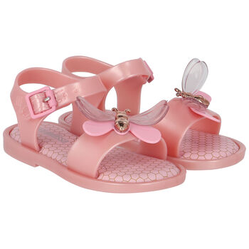 Younger Girls Pink Bugs Jelly Sandals