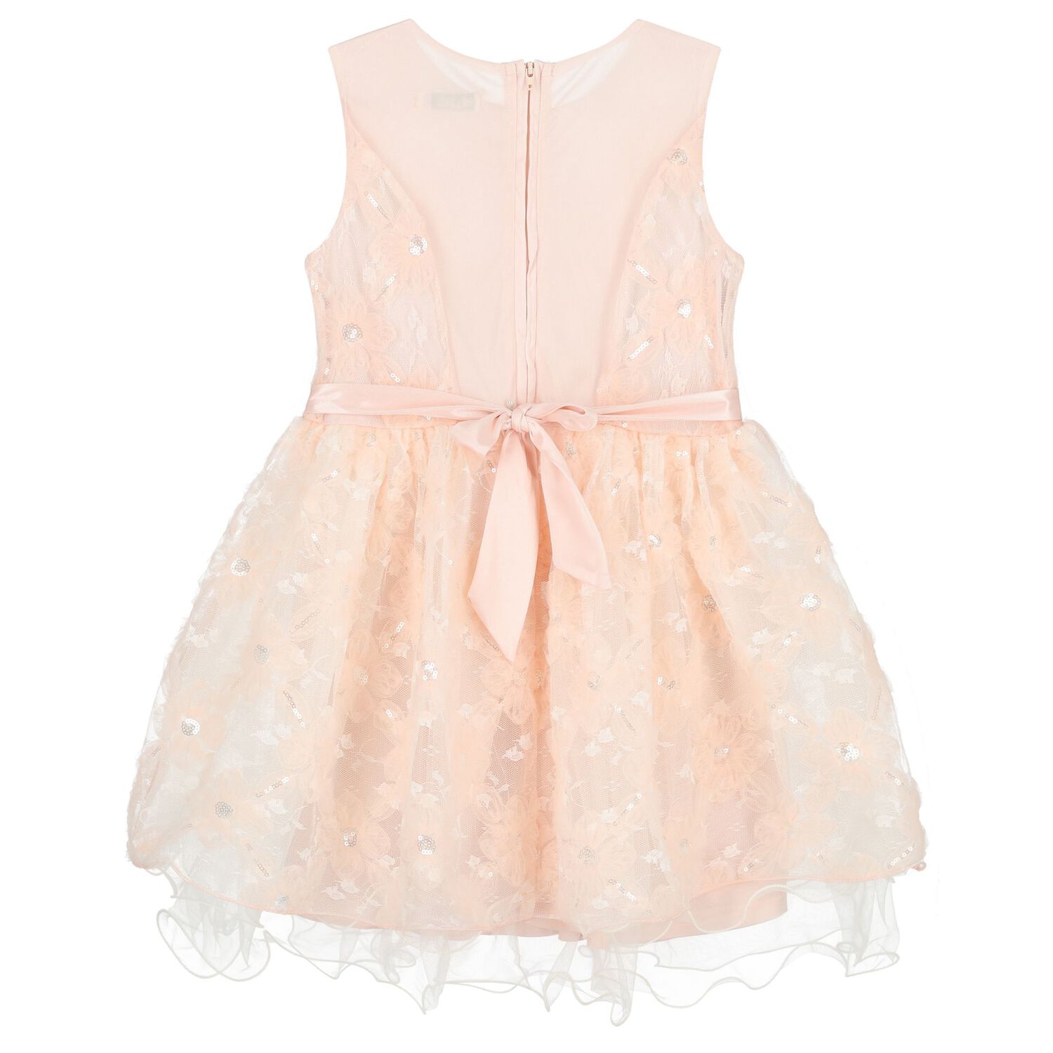 Girls Pink Flower Tulle Dress, 1, hi-res image number null