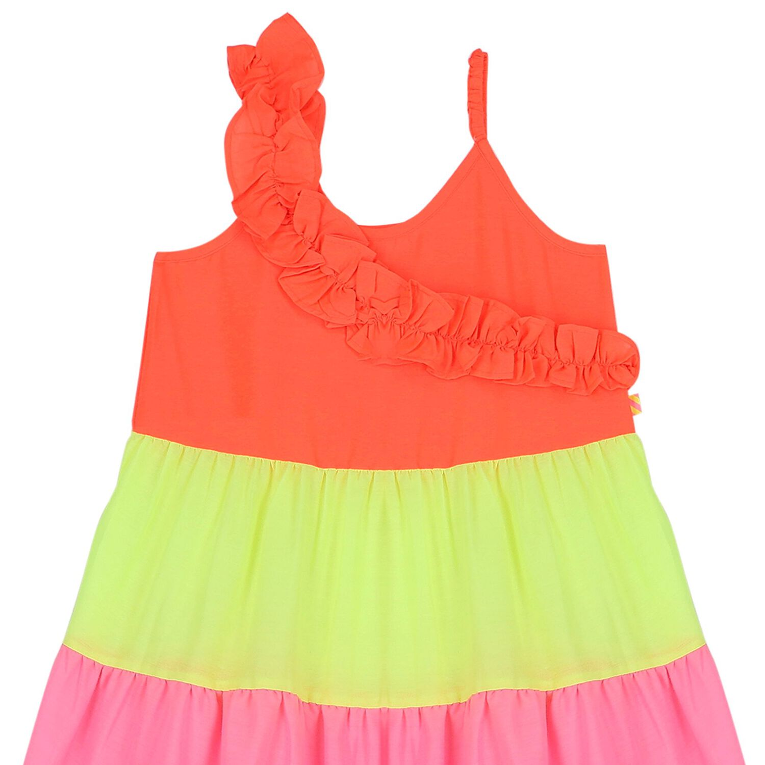 Girls Orange, Yellow & Pink Tiered Dress, 1, hi-res image number null