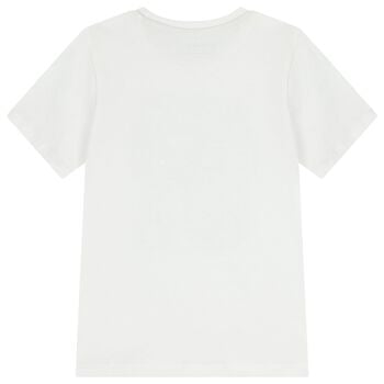 تي شيرت أولاد بالشعار باللون الأبيض
