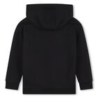 Boys Black Logo Hooded Top, 1, hi-res