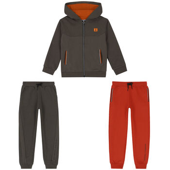 Boys Khaki & Orange 3-Piece Tracksuit