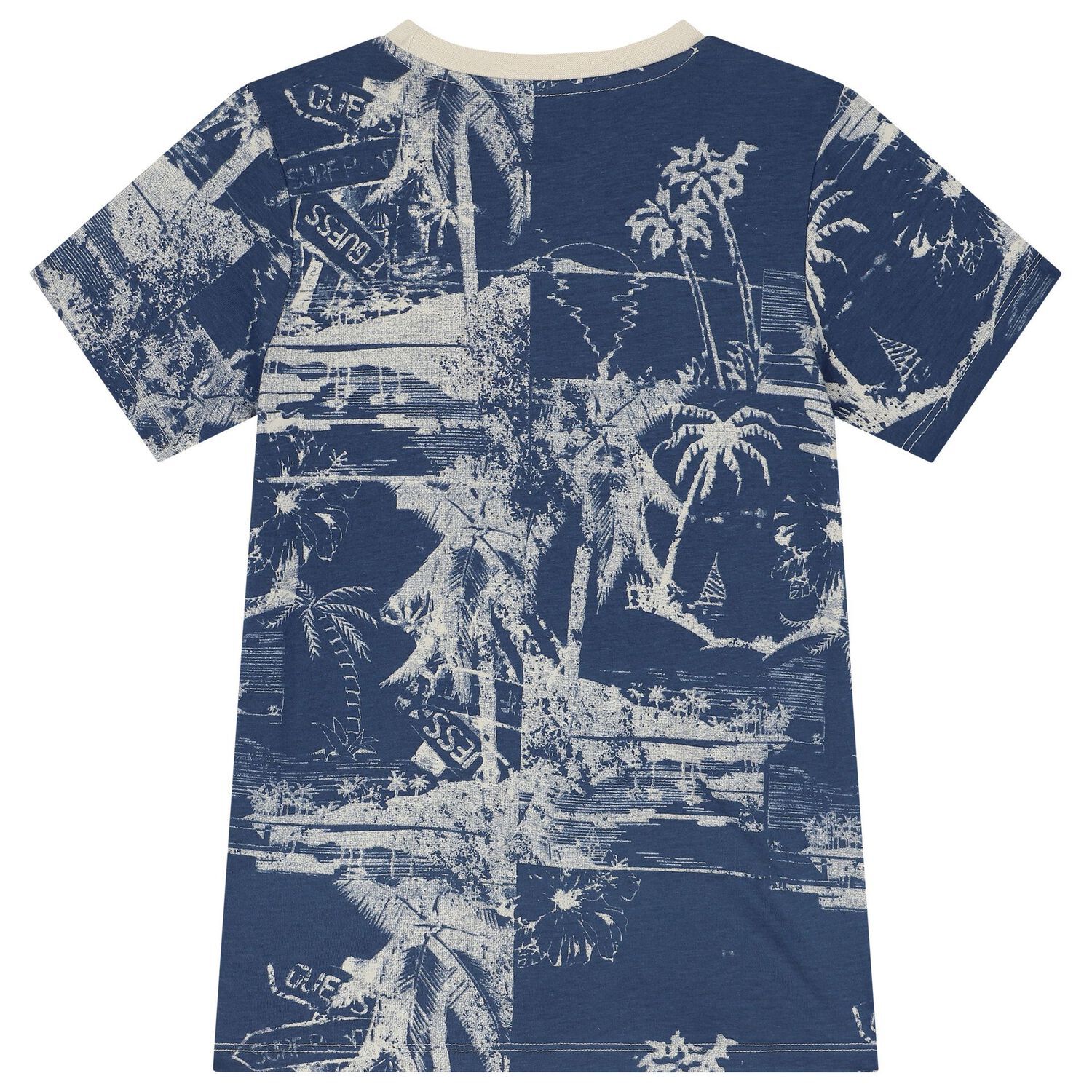 تيشيرت أولاد بالشعار باللون الكحلي للعطلات, 1, hi-res