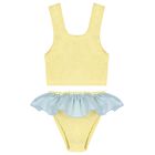 Girls Yellow & Blue Crinkle Bikini , 3, hi-res