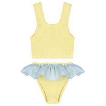 Girls Yellow & Blue Crinkle Bikini 