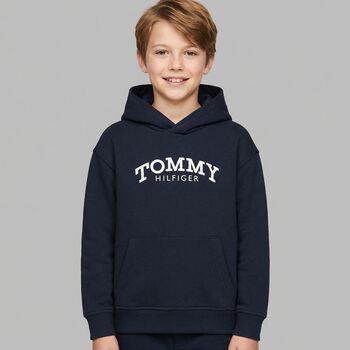 Boys Navy Blue Logo Hooded Top