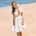 Girls Ivory Floral Tiered Dress, 1, hi-res