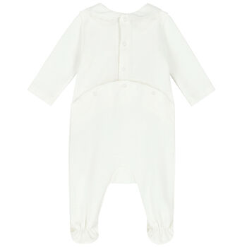 Baby Girls Ivory Logo Babygrow