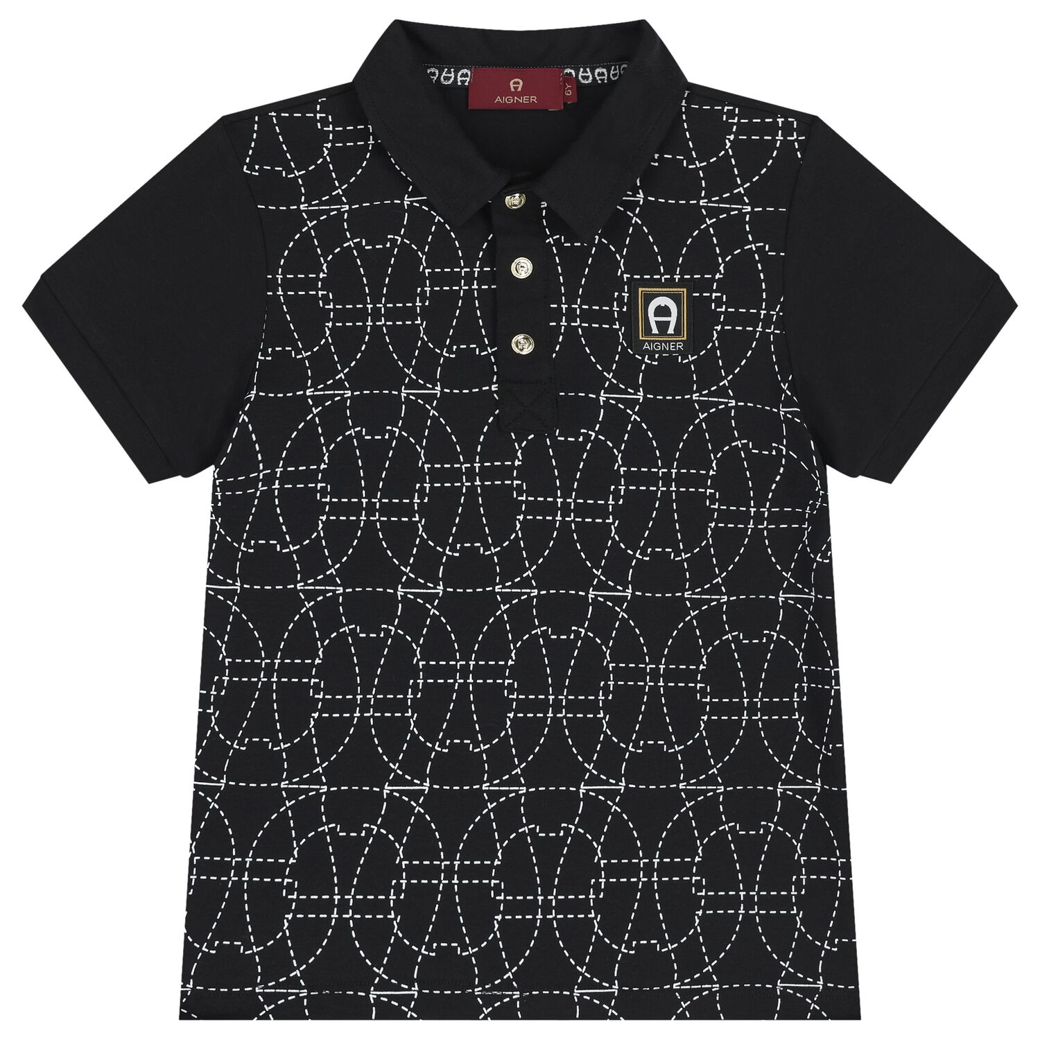 Boys Black Logo Polo Shirt, 2, hi-res