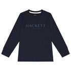 توب أولاد بأكمام بالشعار باللون الكحلي, 3, hi-res