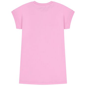 فستان للبنات بتصميم الدب تيدي باللون الوردي 