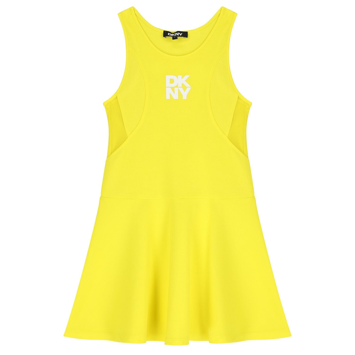 Girls Yellow Logo Sleeveles Dress, 1, hi-res