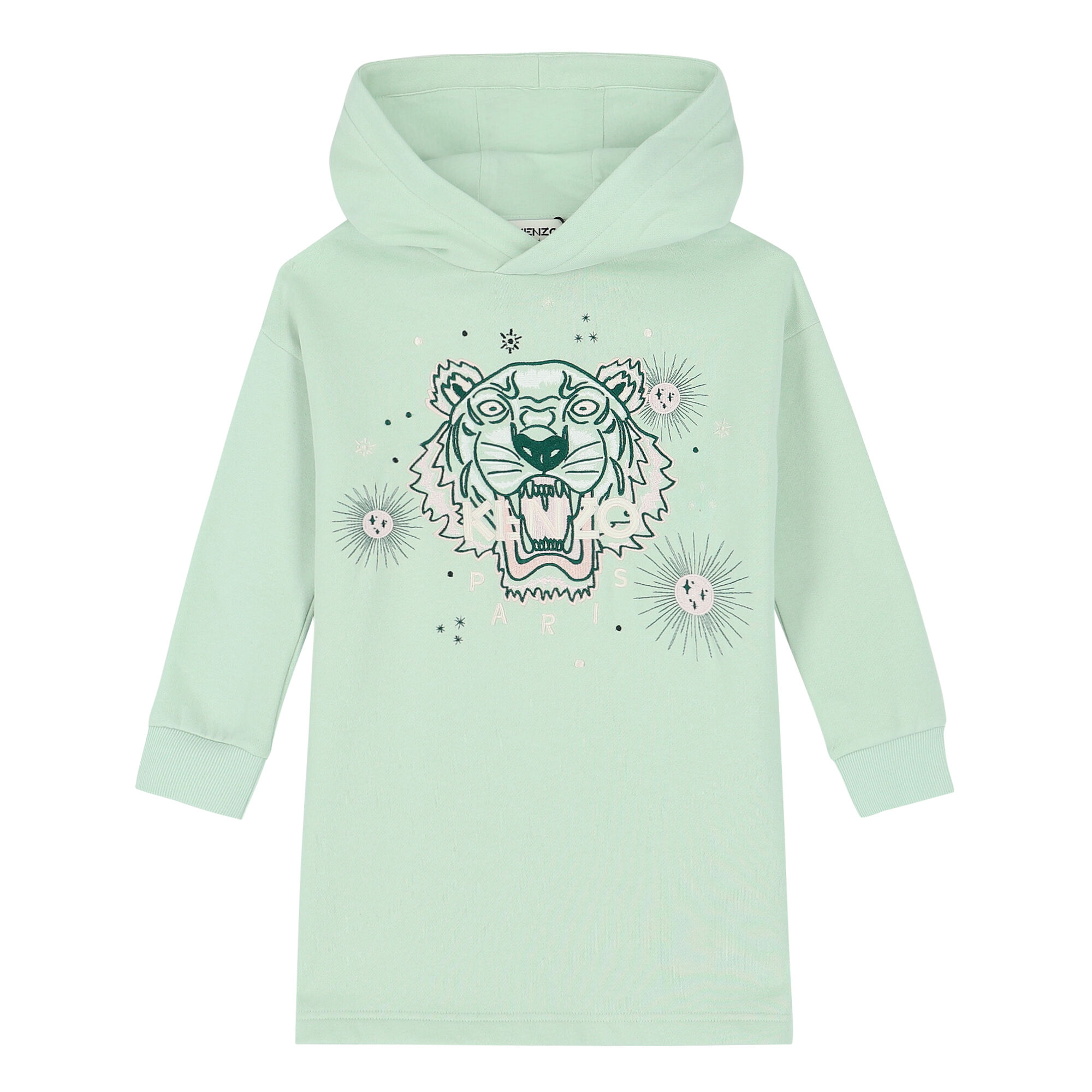 KENZO KIDS Girls Green Tiger Logo Hooded Dress Junior Couture UAE