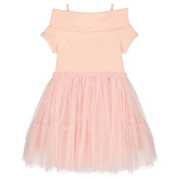 Girls Pink Bow Tulle Dress