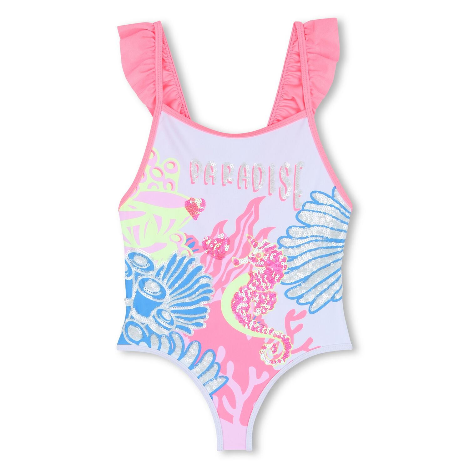 Girls Lilac & Pink Embellished Swimsuit, 1, hi-res
