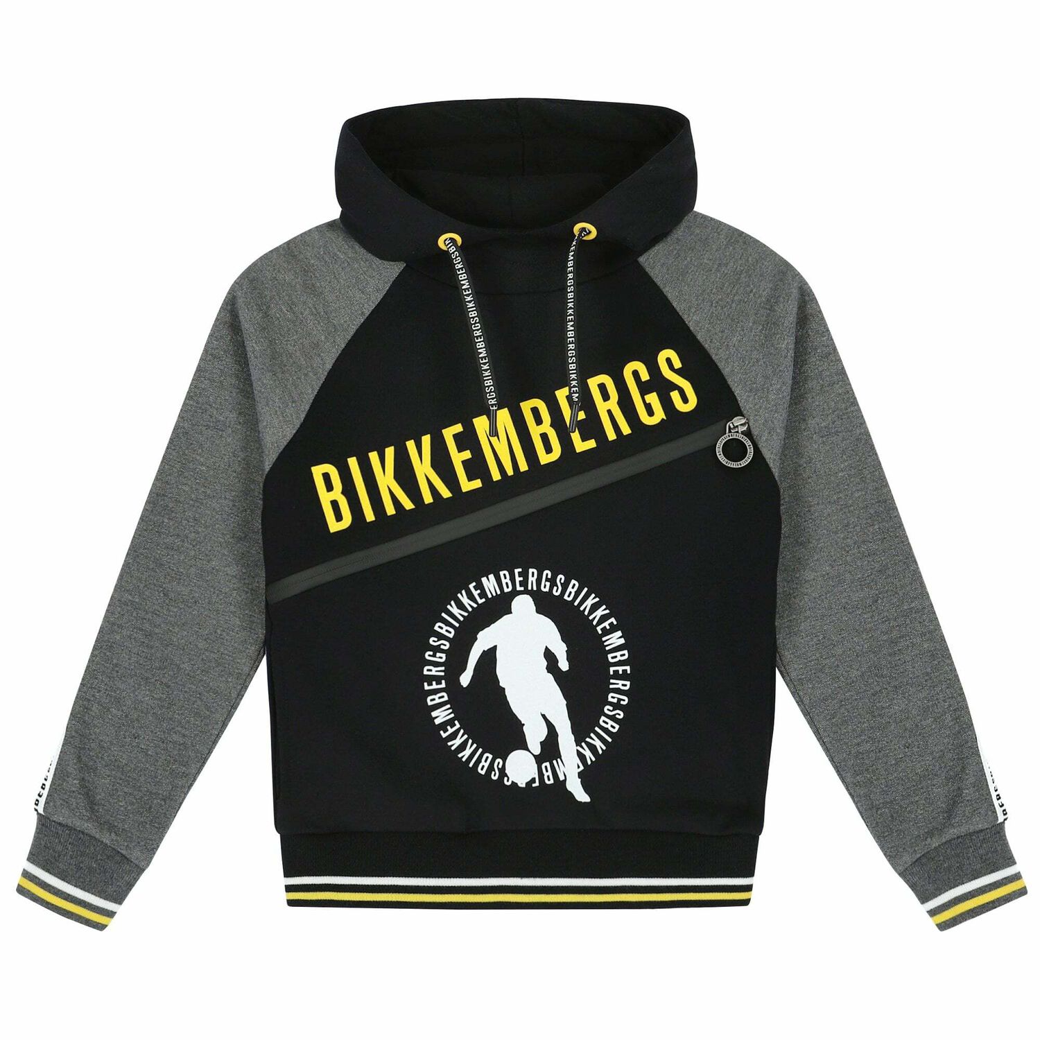 Boys Black & Grey Hooded Top, 1, hi-res image number null