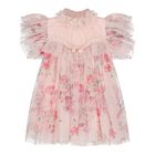 Baby Girls Glittery Pink Floral Tulle Dress , 2, hi-res