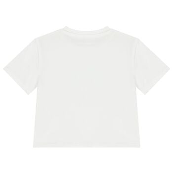 تيشيرت بنات بالشعار بطبعه كريز باللون الابيض 