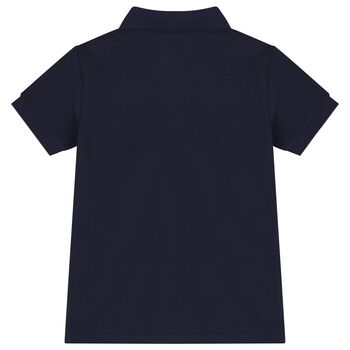 Boys Navy Cotton Logo Polo Shirt