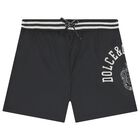 Boys Black Logo Swim Shorts , 1, hi-res