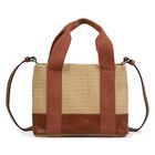 حقيبة يد للبنات بالشعار باللون البيج  , 1, hi-res