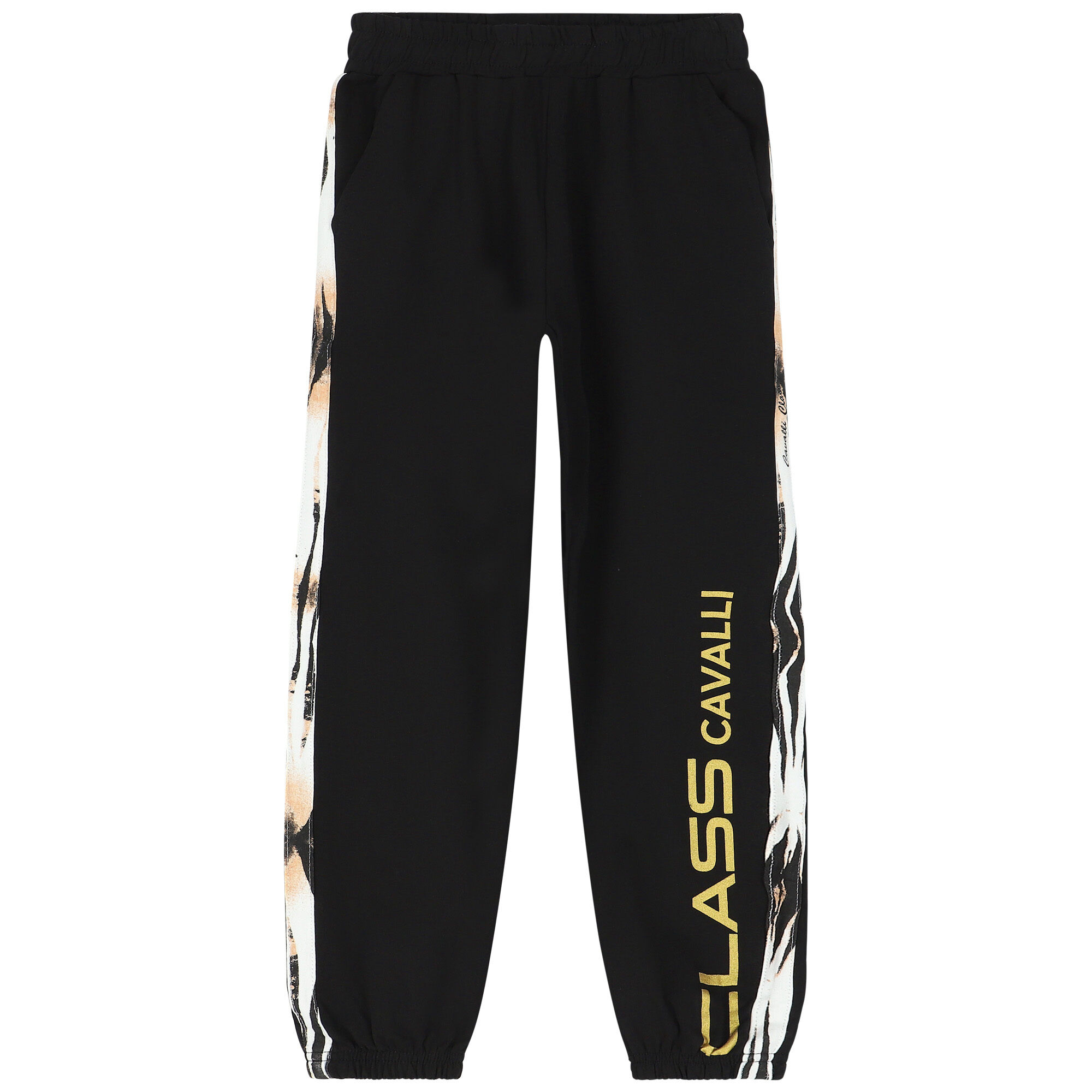Cavalli Class Black Gold Logo Joggers Junior Couture UAE