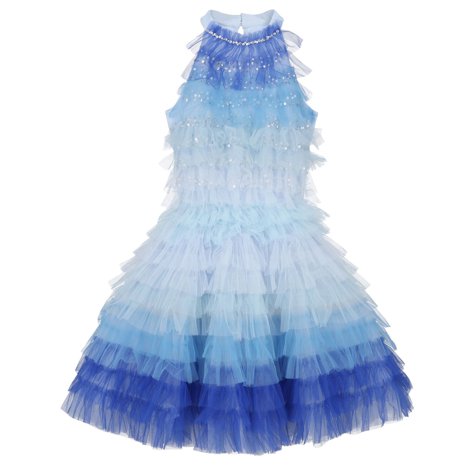 Girls Blue Layered Tulle Dress, 1, hi-res image number null