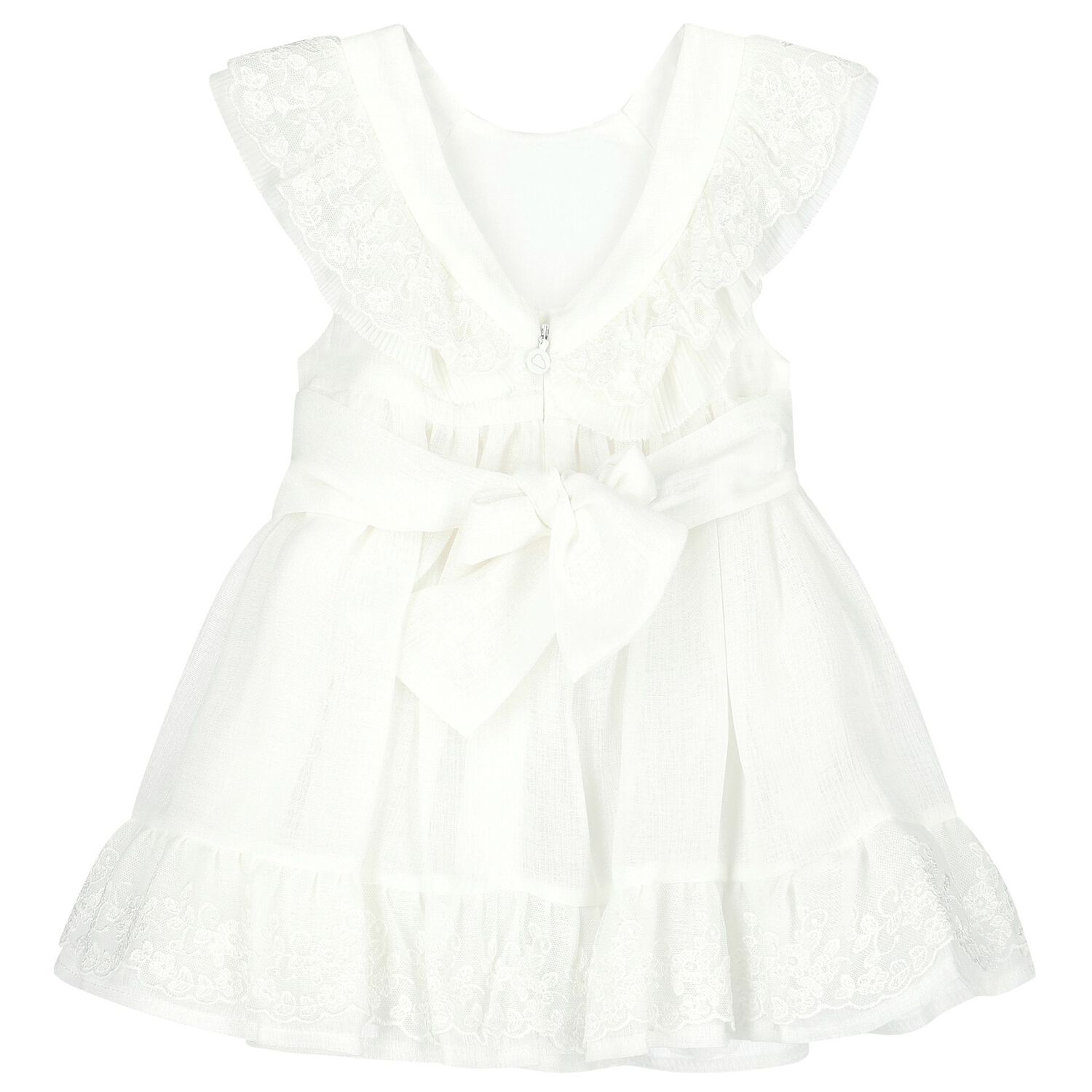 Younger Girls White Flower Dress, 1, hi-res