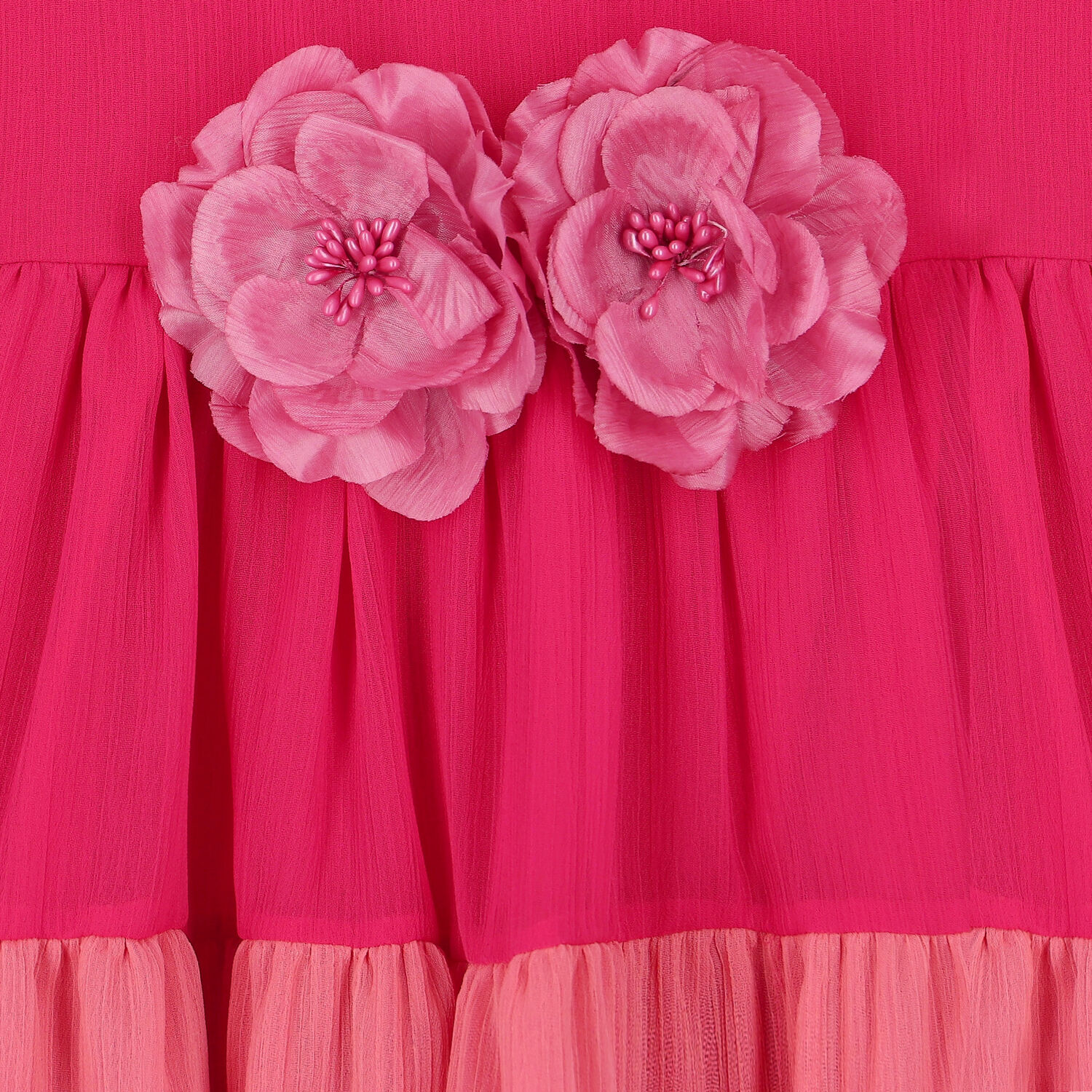 Girls Tiered Pink Chiffon Dress, 1, hi-res