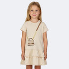 Girls Beige Faux Fur Bag Logo Dress, 1, hi-res