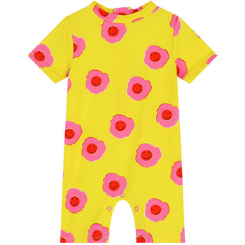 Younger Girls Yellow Flower Print Swimsuit