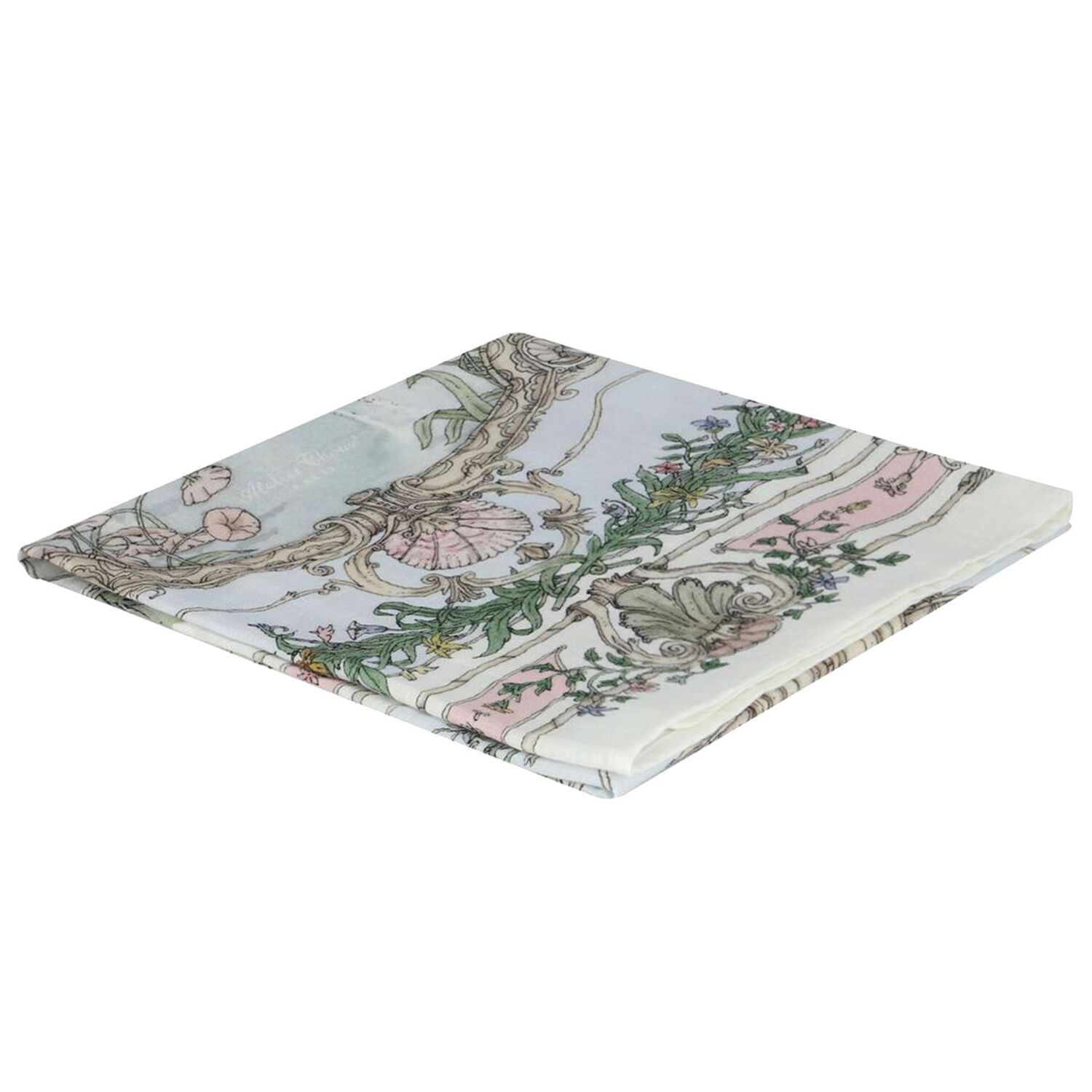 طقم هدية قماط ومريلة مزخرفة باللون العاجى والأزرق, 1, hi-res image number null