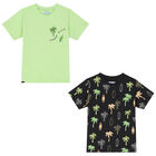 Boys Black & Green Palm Tree T-Shirts ( 2-Pack ), 1, hi-res