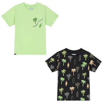 Boys Black & Green Palm Tree T-Shirts ( 2-Pack )