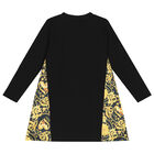 فستان بنات بطبعة قلب باللون الاسود والذهبى, 1, hi-res