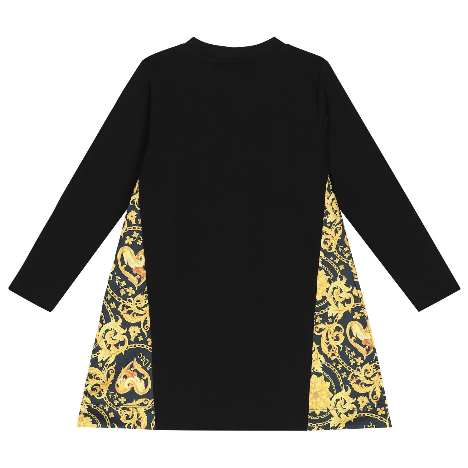 فستان بنات بطبعة قلب باللون الاسود والذهبى, 1, hi-res image number null