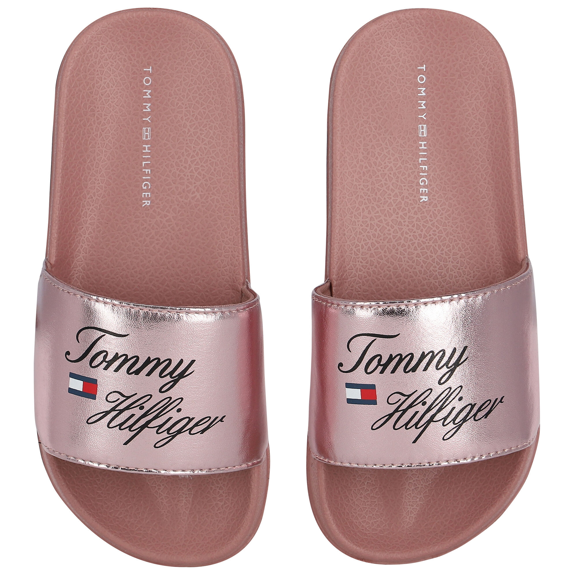 Rose gold tommy hilfiger shop sliders