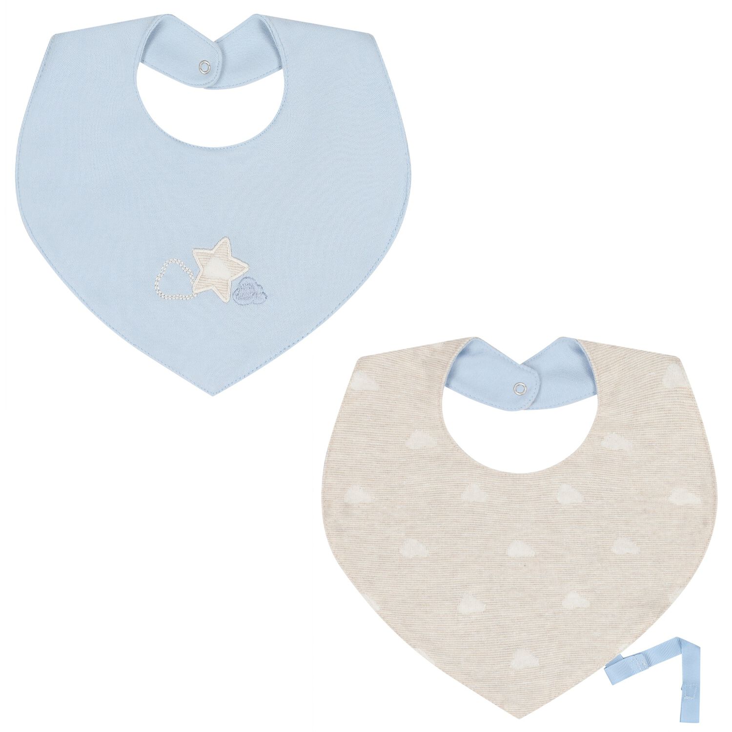 Baby Boys Blue & Beige Waterproof Bib Set ( 2-Pack ), 2, hi-res