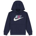 Girls Blue Logo Hooded Top, 2, hi-res