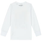 Boys White Logo Long Sleeve Top, 1, hi-res