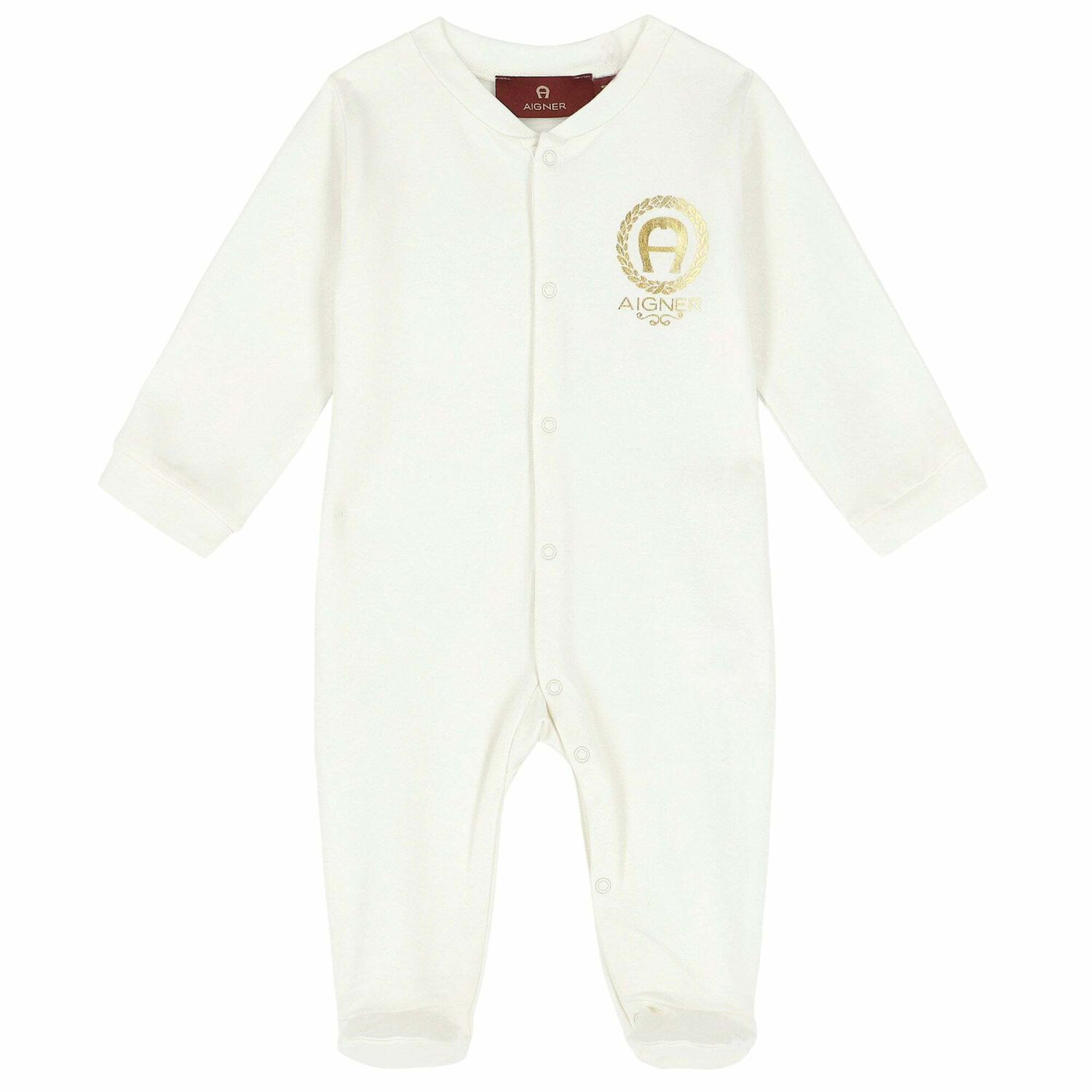 Ivory & Gold Logo Babygrow, 1, hi-res image number null