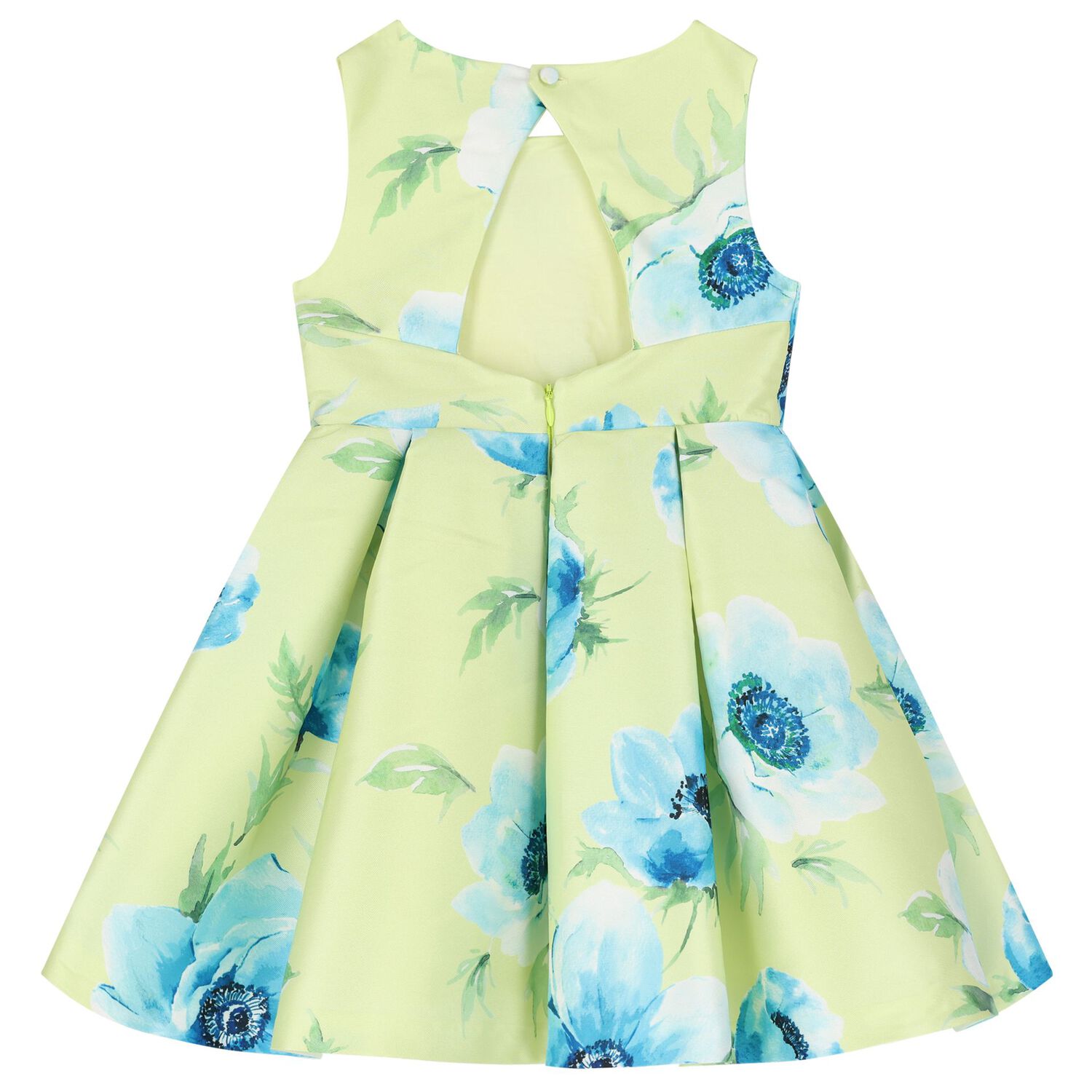 Girls Green & Blue Floral Satin Dress, 1, hi-res image number null