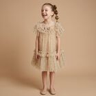 Girls Gold Bow Tulle Dress, 1, hi-res