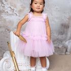 Baby Girls Pink Embellished Tulle Dress Set, 1, hi-res