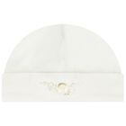 Baby Girls Ivory & Gold Logo Hat, 2, hi-res