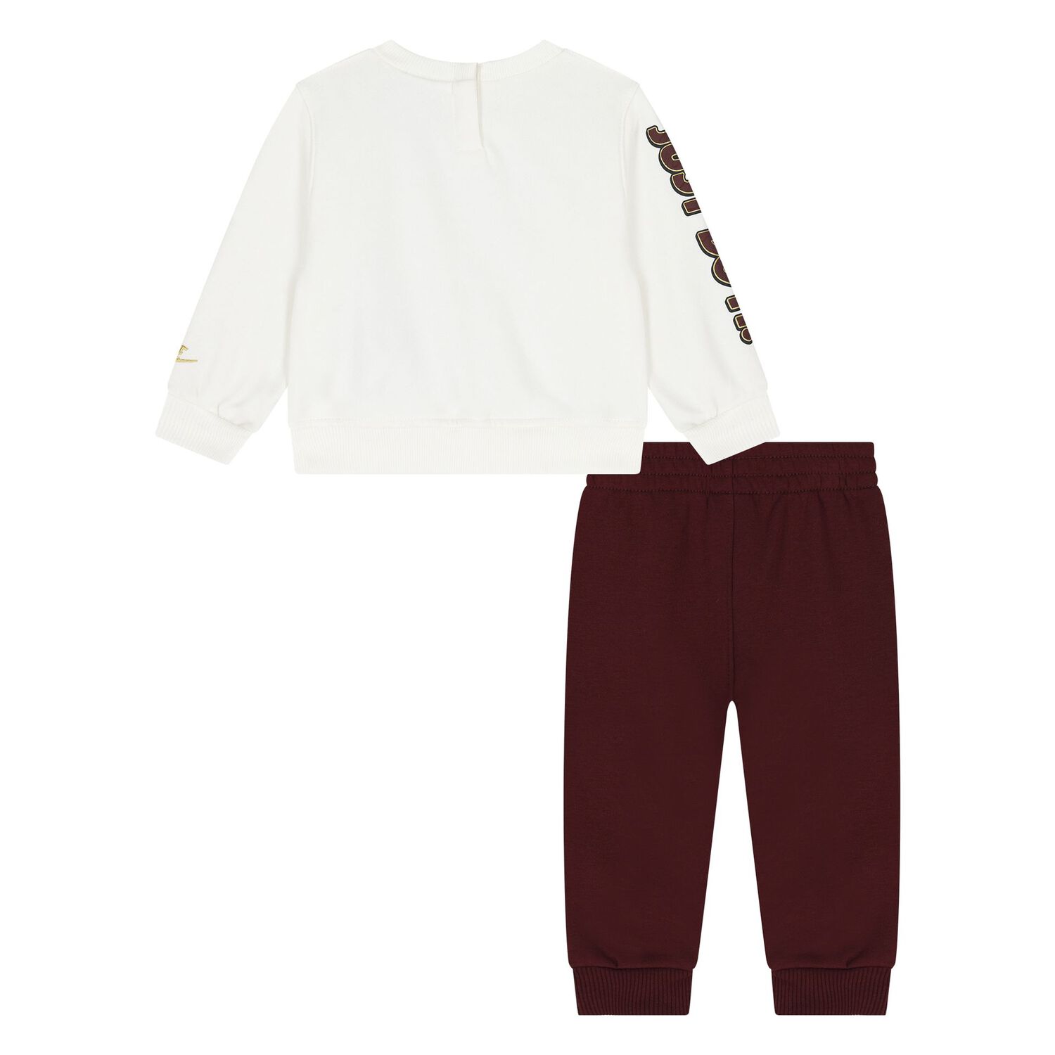 Younger Boys Ivory & Burgundy Logo Tracksuit, 2, hi-res