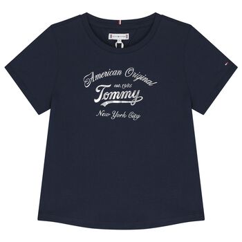 Girls Navy Blue Logo T-Shirt